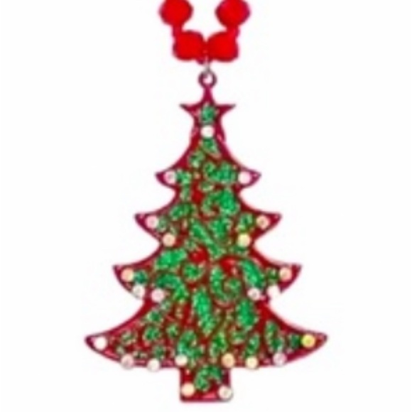 Treasure Jewels Christmas Tree Glitter Pendant Long Beaded Necklace Reversible - Picture 11 of 13
